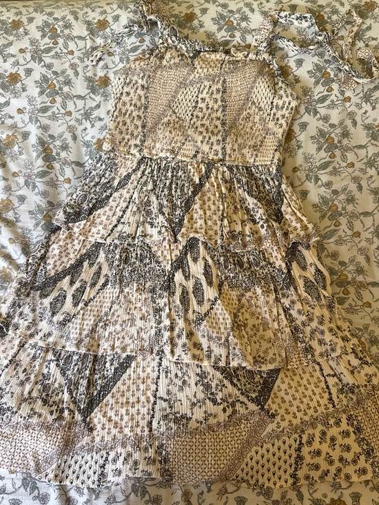 Cotton & Rye Dresses & Skirts - Beige and Black Sleeveless Tiered Summer Western Dress